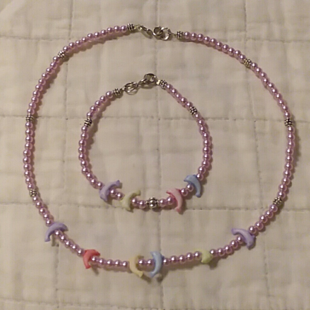Kids handmade dolphin jewelry set